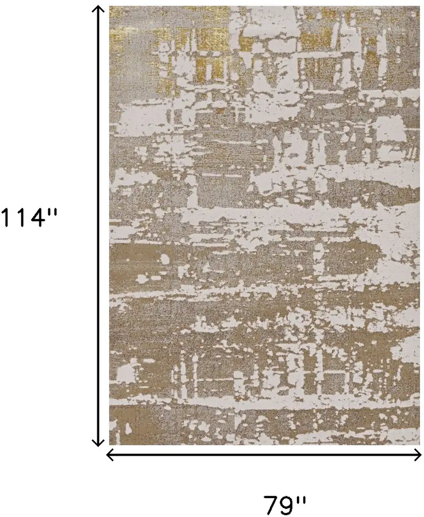 Ivory Gold Machine Woven Abstract Indoor Area Rug Photo 3