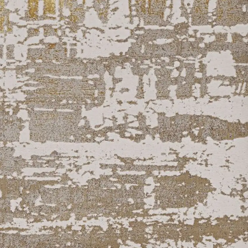 Ivory Gold Machine Woven Abstract Indoor Area Rug Photo 4
