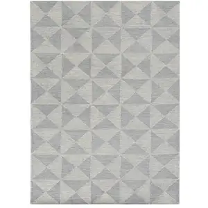 Photo of 8'x11' Ivory Hand Tufted Space Dyed Geometric Indoor Area Rug