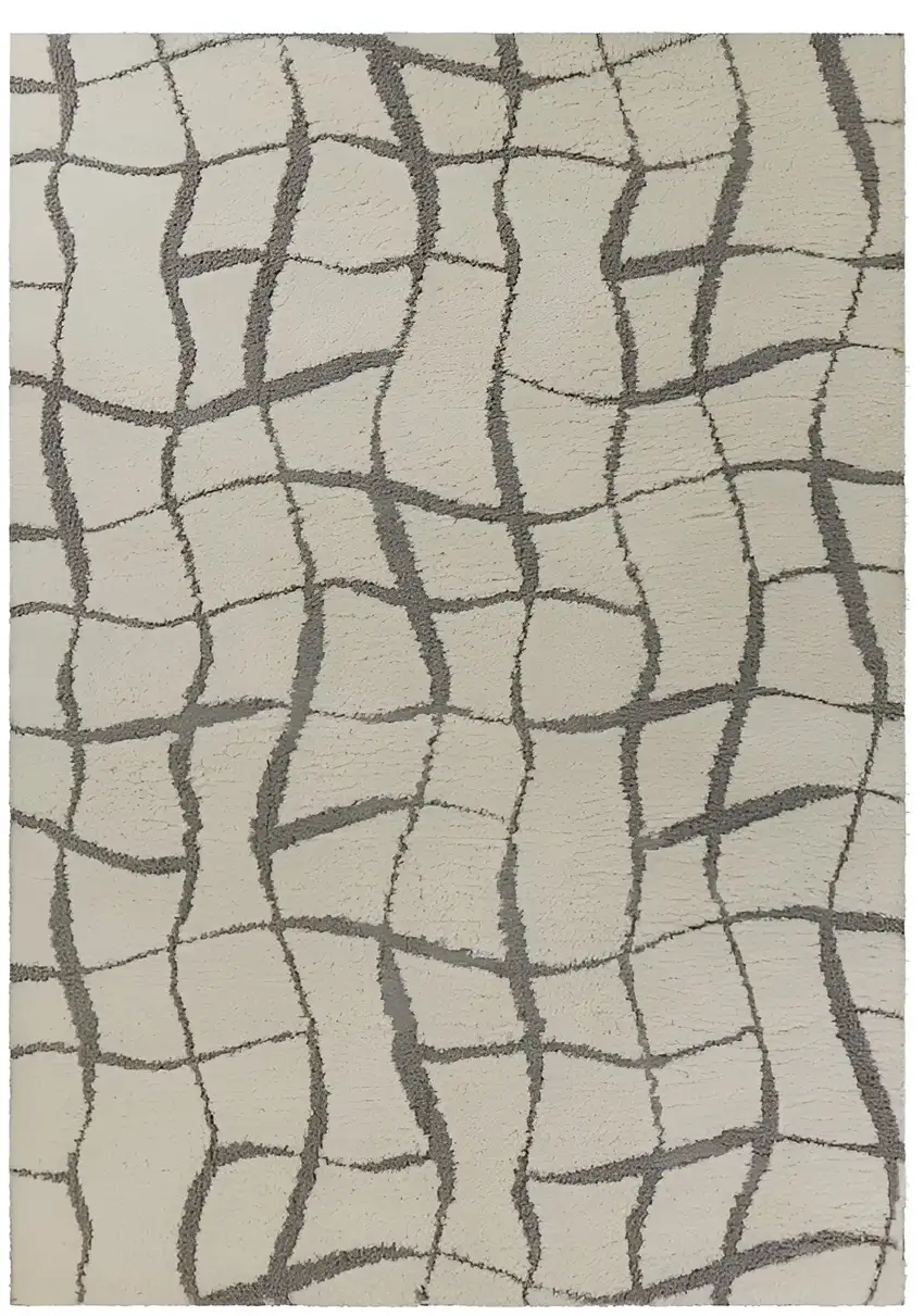 Ivory Abstract Shag Area Rug Photo 2