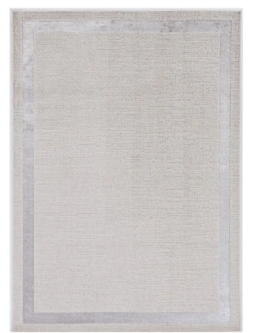 Ivory And Silver Abstract Area Rug Photo 2