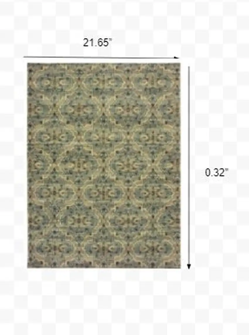 2'x3' Ivory and Blue Geometric Scatter Rug Photo 2