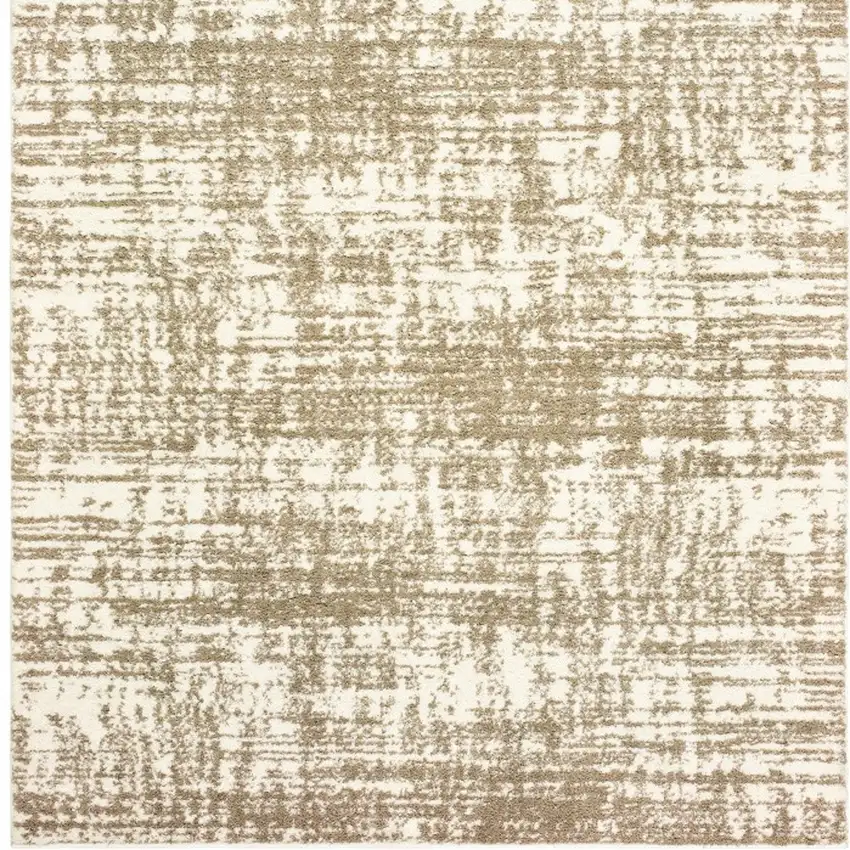 8'x11' Ivory and Gray Abstract Strokes Area Rug Photo 4