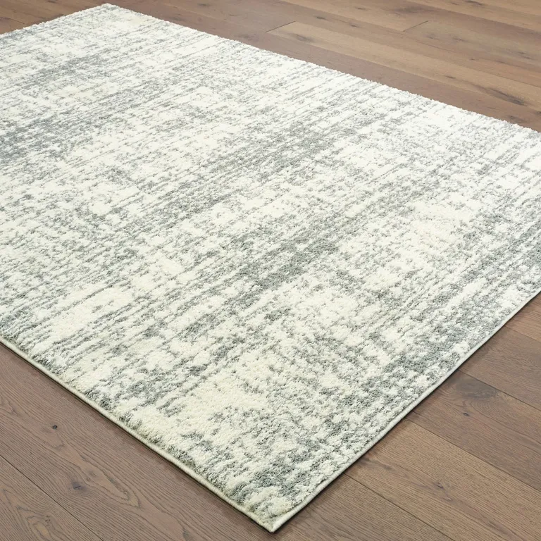 2'x3' Ivory and Gray Abstract Strokes Scatter Rug Photo 3