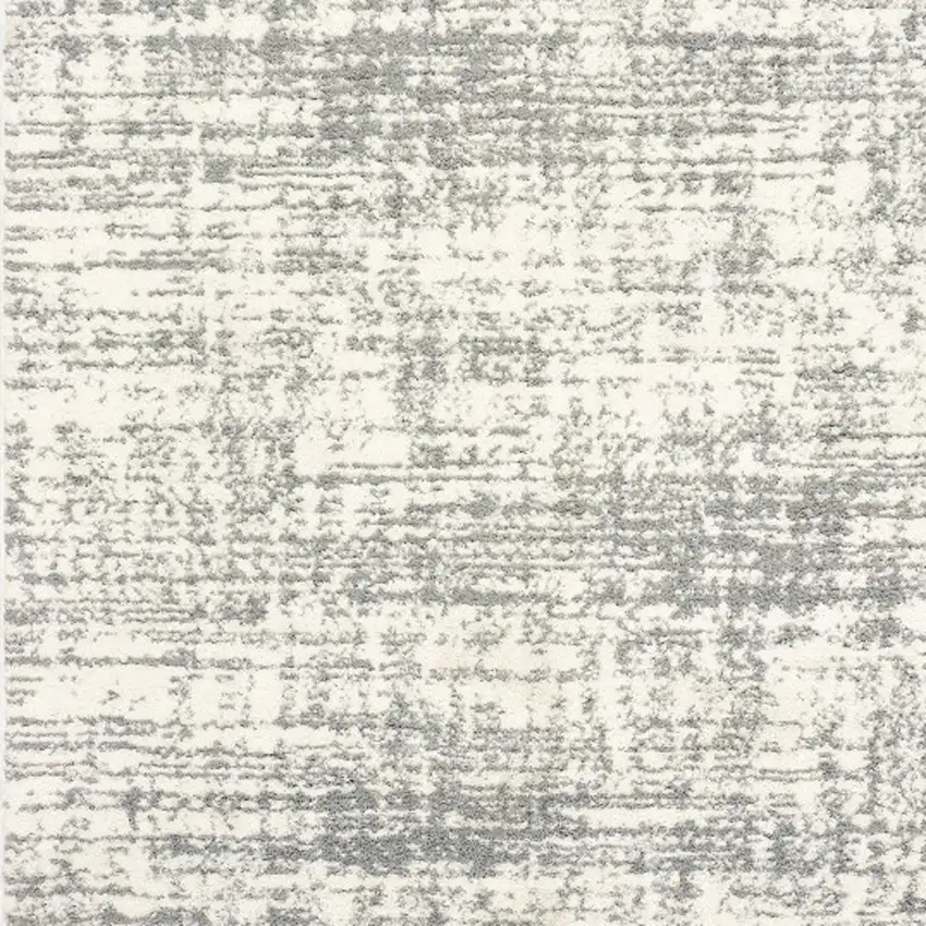 Gray and Ivory Shag Power Loom Area Rug Photo 4