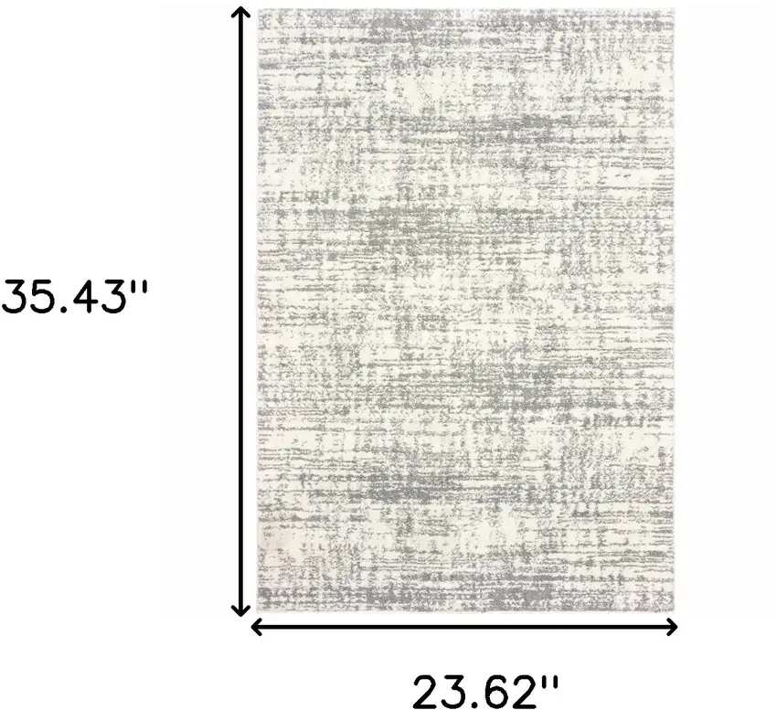 Gray and Ivory Shag Power Loom Area Rug Photo 3