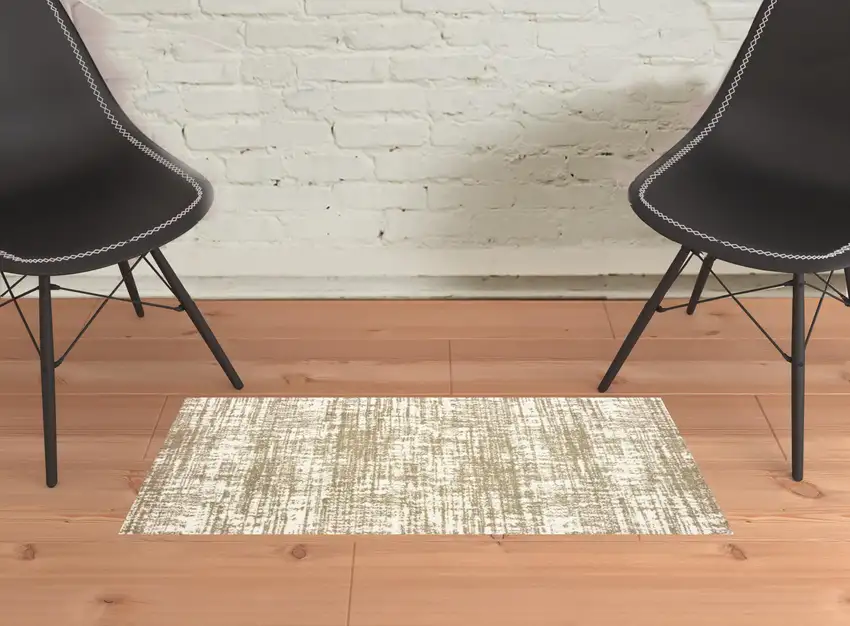 2'x3' Ivory and Gray Abstract Strokes Scatter Rug Photo 4