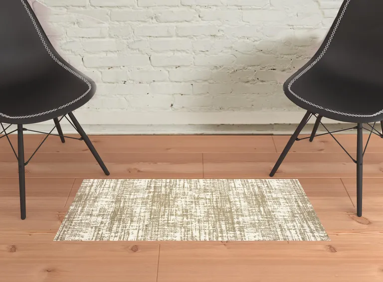 2'x3' Ivory and Gray Abstract Strokes Scatter Rug Photo 3