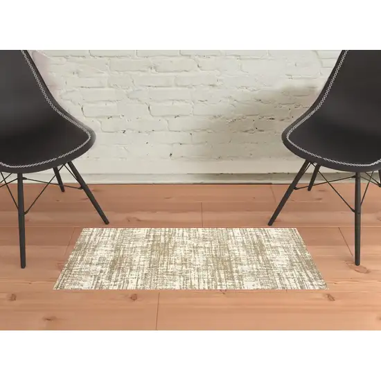 2'x3' Ivory and Gray Abstract Strokes Scatter Rug Photo 4