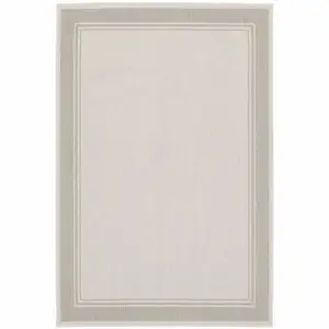 Photo of 3'x5' Ivory and Gray Bordered Indoor Outdoor Area Rug