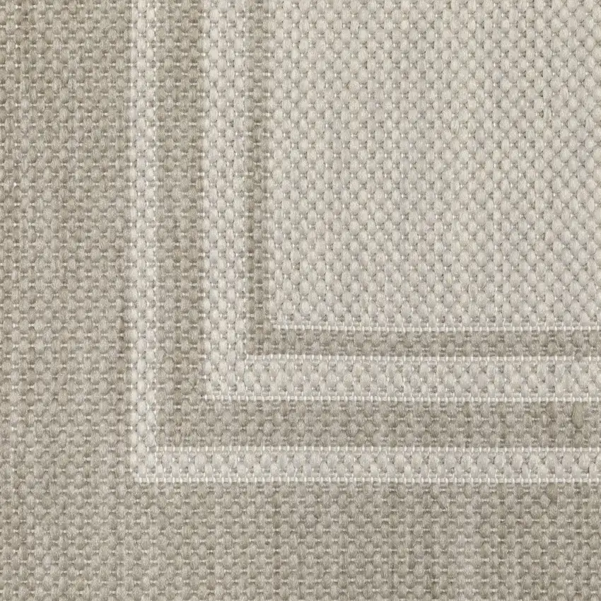 3'x5' Ivory and Gray Bordered Indoor Outdoor Area Rug Photo 3