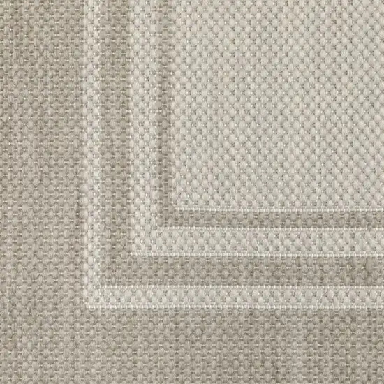 3'x5' Ivory and Gray Bordered Indoor Outdoor Area Rug Photo 3