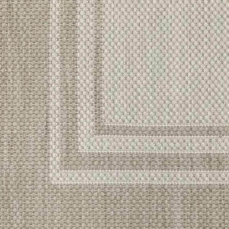 3'x5' Ivory and Gray Bordered Indoor Outdoor Area Rug Photo 3