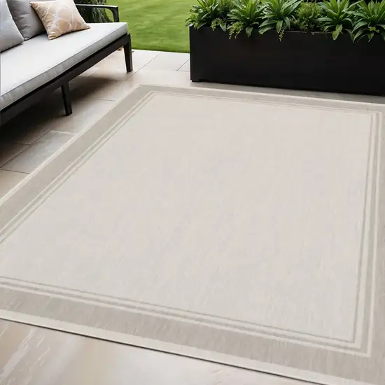 Gray And Ivory Indoor Outdoor Area Rug Photo 1