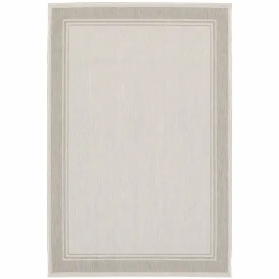 5'x7' Ivory and Gray Bordered Indoor Outdoor Area Rug Photo 1