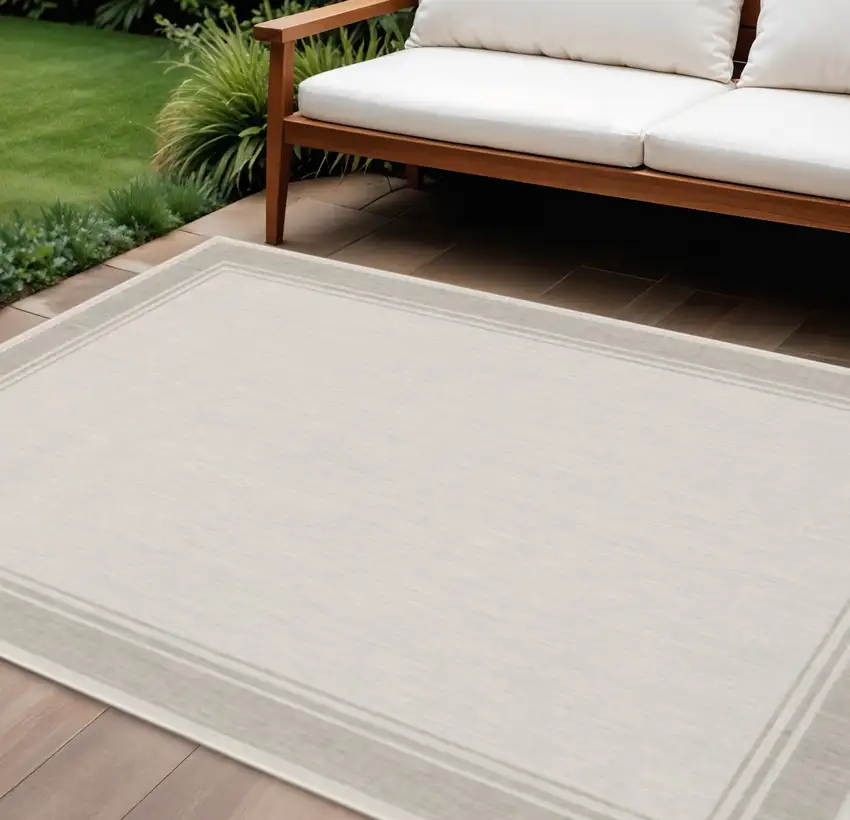 Gray And Ivory Indoor Outdoor Area Rug Photo 1