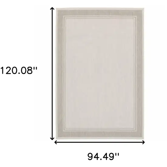 8'x10' Ivory and Gray Bordered Indoor Outdoor Area Rug Photo 12