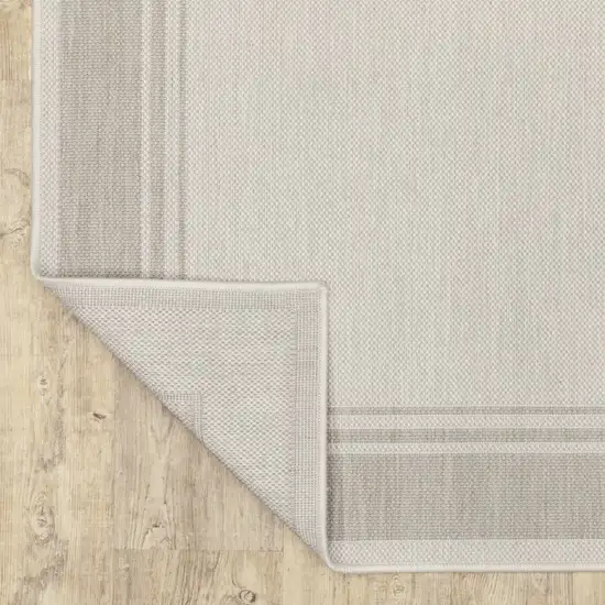 8'x10' Ivory and Gray Bordered Indoor Outdoor Area Rug Photo 6