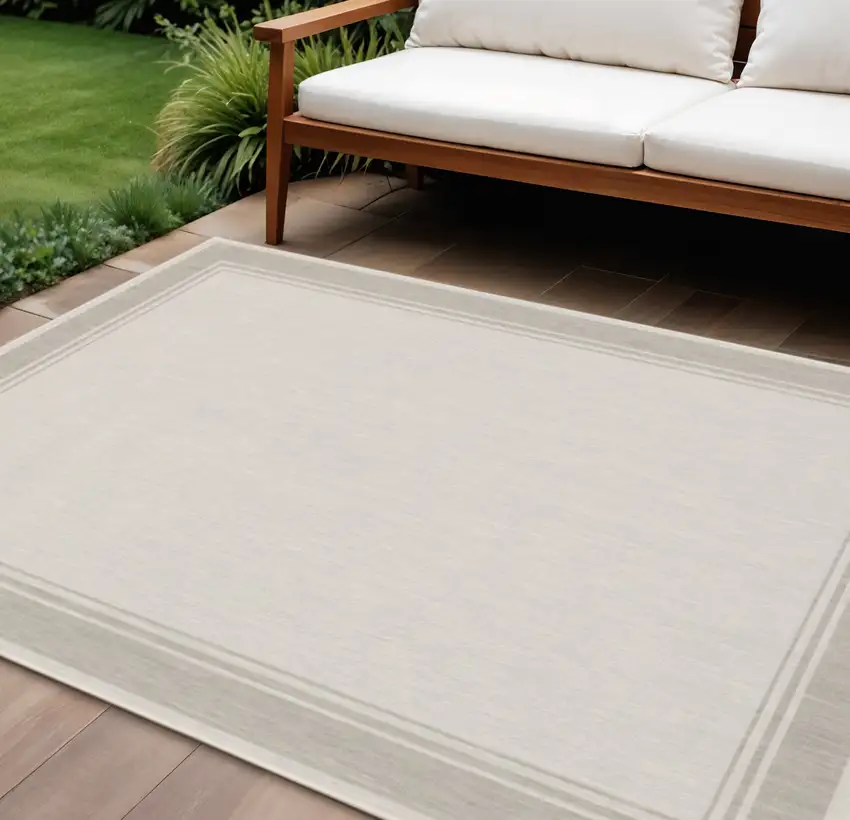 Gray and Ivory Indoor Outdoor Area Rug Photo 1