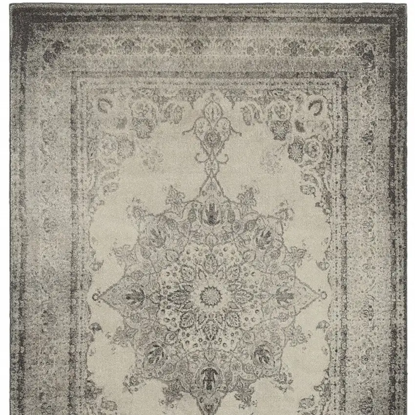 Gray and Ivory Power Loom Area Rug Photo 4