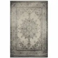 Photo of 2'x3' Ivory and Gray Pale Medallion Scatter Rug