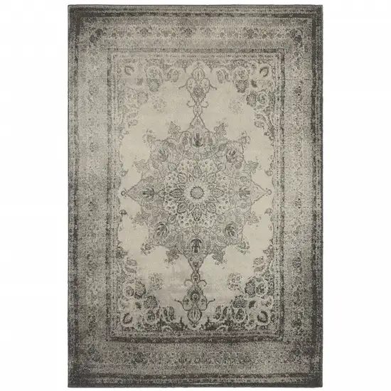 2'x3' Ivory and Gray Pale Medallion Scatter Rug Photo 1