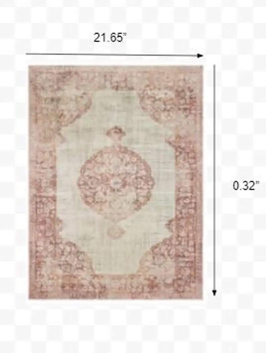 2'x3' Ivory and Pink Medallion Scatter Rug Photo 2