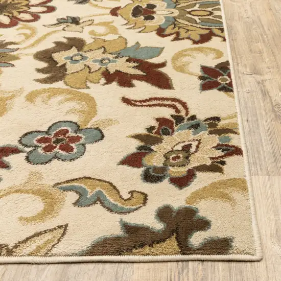 3'x5' Ivory and Red Floral Vines Area Rug Photo 4