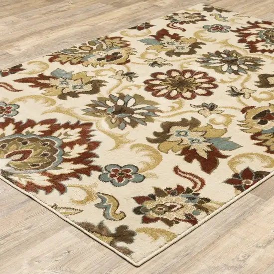 3'x5' Ivory and Red Floral Vines Area Rug Photo 7