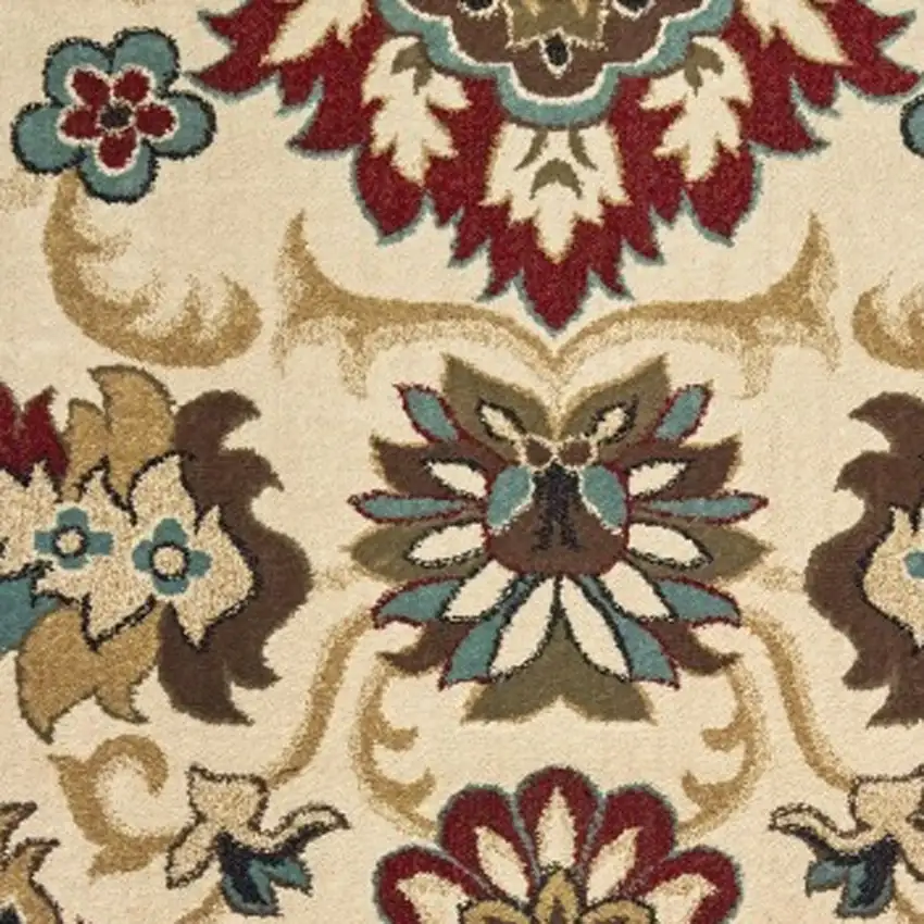 Ivory And Red Floral Vines Area Rug Photo 6