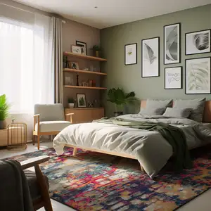 Photo of 9' x 13' Multicolored Abstract Painting Area Rug