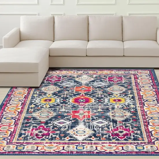 Navy Traditional Decorative Area Rug Photo 2