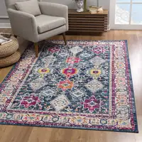 Photo of 9' x 13' Navy Traditional Decorative Area Rug