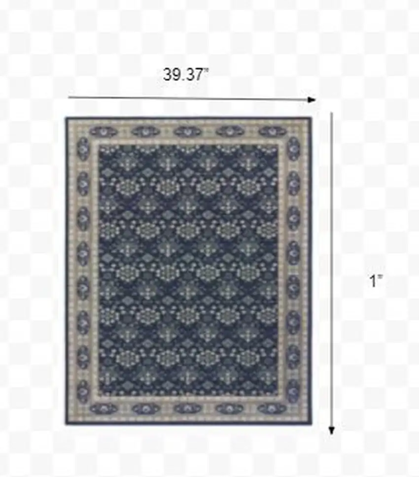 2'x3' Navy and Gray Floral Ditsy Scatter Rug Photo 2