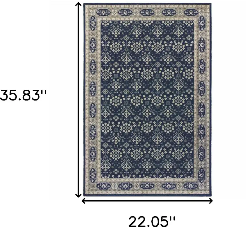 Blue and Gray Power Loom Area Rug Photo 3