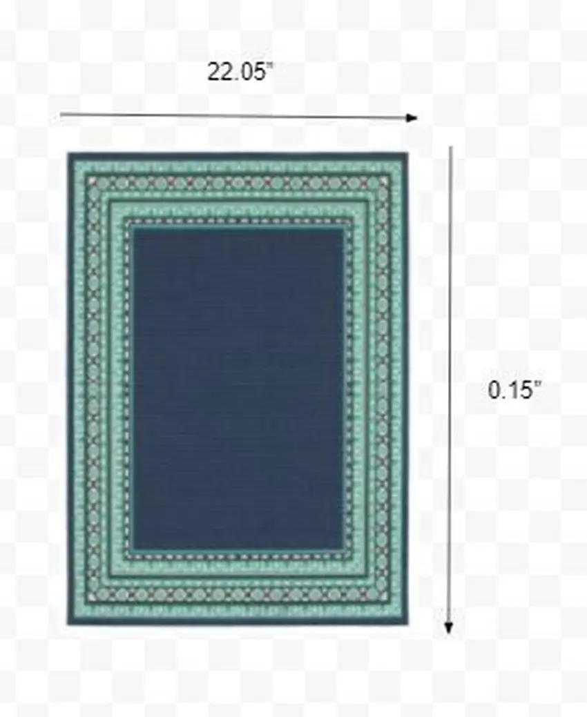 2'x3' Navy and Green Geometric Indoor Outdoor Scatter Rug Photo 2