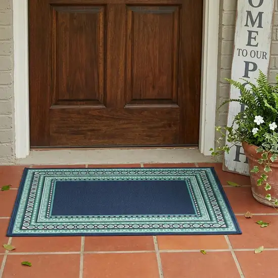 Blue and Green Indoor Outdoor Area Rug Photo 1