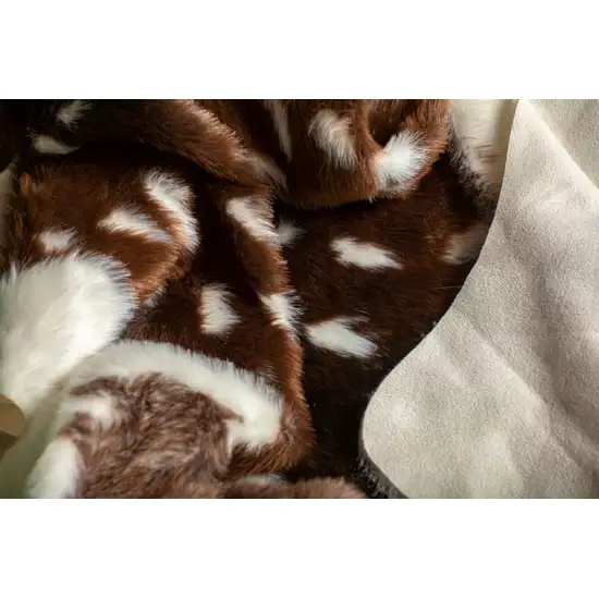 Brown And Off White Faux Cowhide Animal Print Washable Area Rug Photo 8