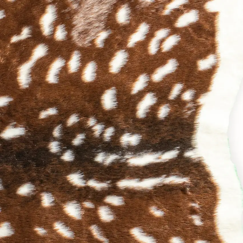 Brown And Off White Faux Cowhide Animal Print Washable Area Rug Photo 9