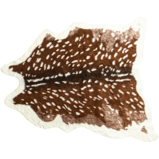 Brown And Off White Faux Cowhide Animal Print Washable Area Rug Photo 2