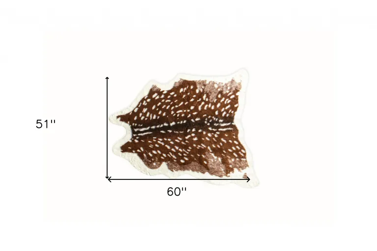 4'x 5' Off White And Brown Faux Cowhide Non Skid Area Rug Photo 5