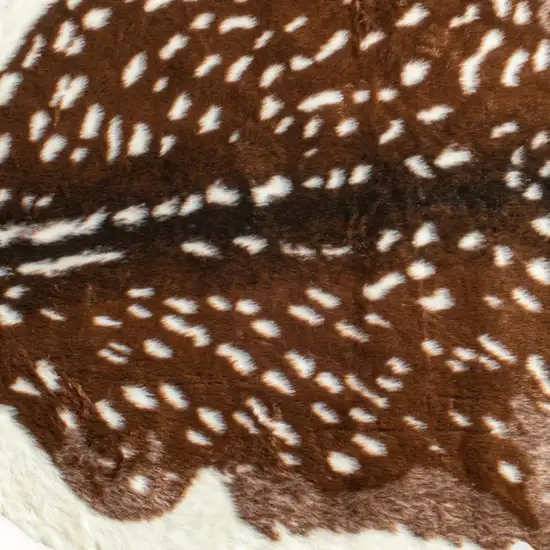 Brown And Off White Faux Cowhide Animal Print Washable Area Rug Photo 5