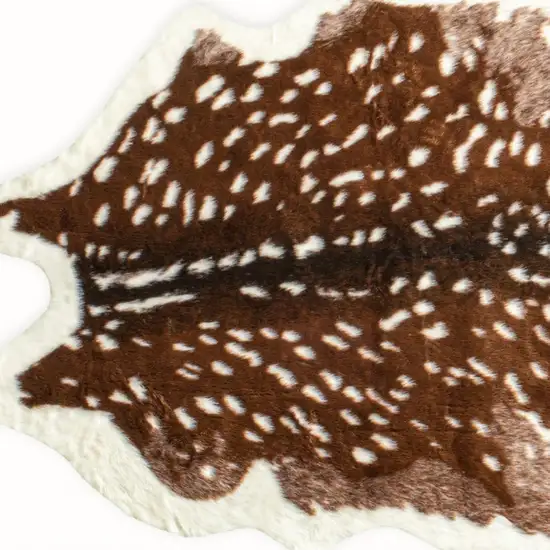 Brown And Off White Faux Cowhide Animal Print Washable Area Rug Photo 6