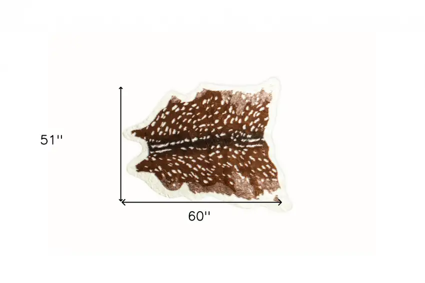 Brown And Off White Faux Cowhide Animal Print Washable Area Rug Photo 3