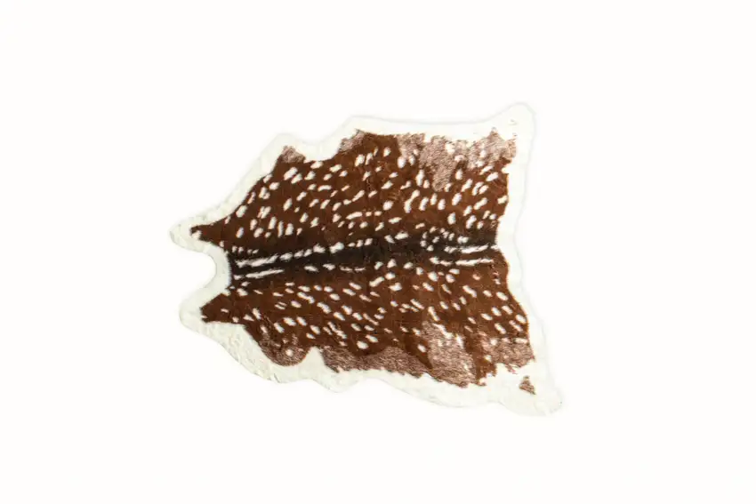 Brown And Off White Faux Cowhide Animal Print Washable Area Rug Photo 4