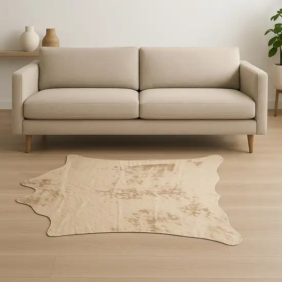 Off White And Silver Faux Cowhide Animal Print Washable Area Rug Photo 1