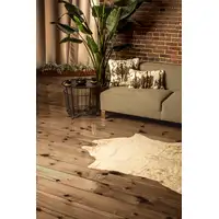 Photo of 4'x 5' Off White And Silver Faux Cowhide Non Skid Area Rug