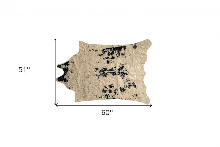 4'x 5' Off White Black And Gold Faux Cowhide Non Skid Area Rug Photo 6