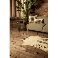 Photo of 4'x 5' Off White Black And Gold Faux Cowhide Non Skid Area Rug
