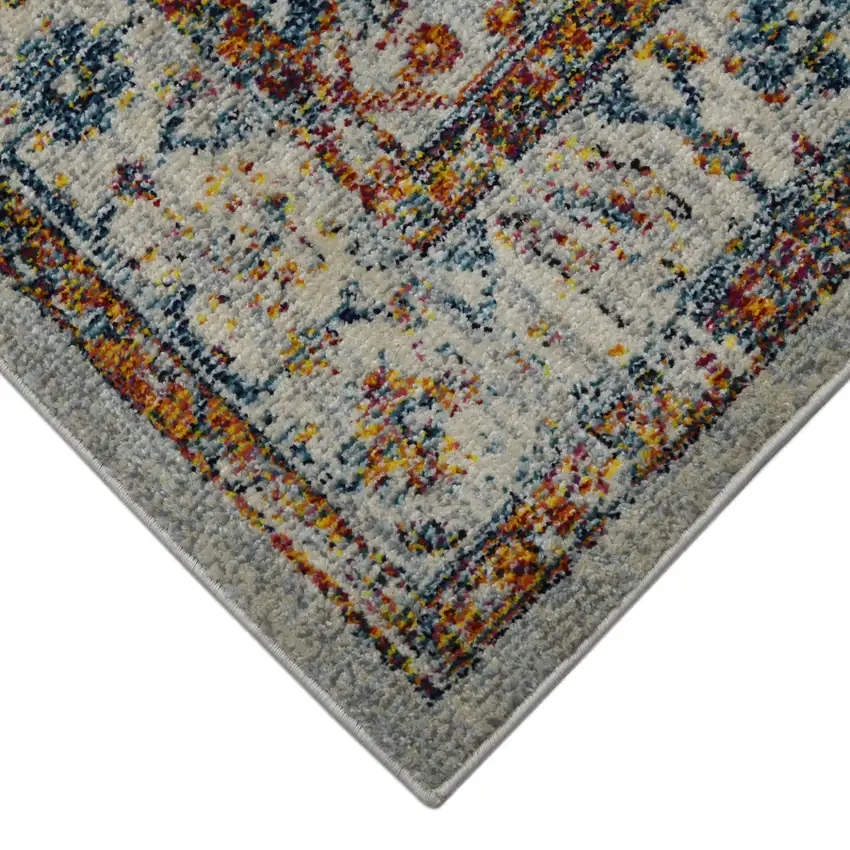 2' x 3' Orange and Ivory Floral Power Loom Area Rug Photo 5